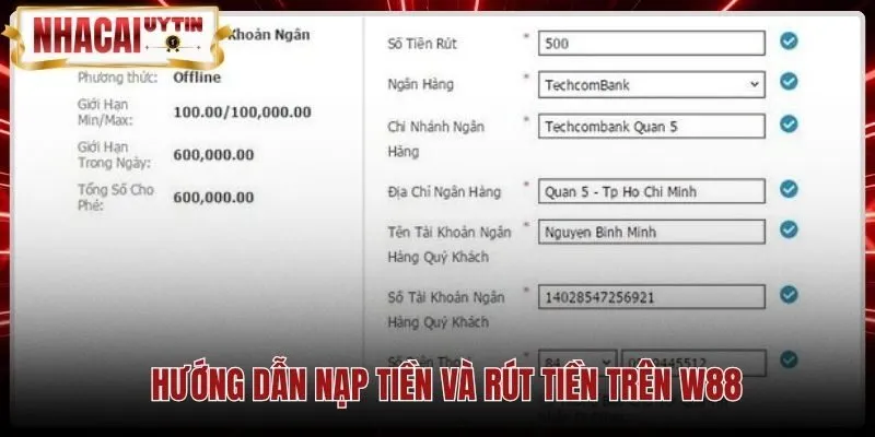 Quy trình giao dịch chuyển tiền trực tuyến an toàn W88